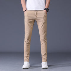 Classic Men & Khaki Casual Pants Business Fashion Slim Fit Cotton