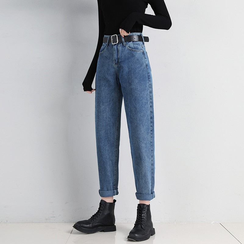 Mom Jeans Women's Plus Size Loose High Waist Denim Pants Vintage BF Style
