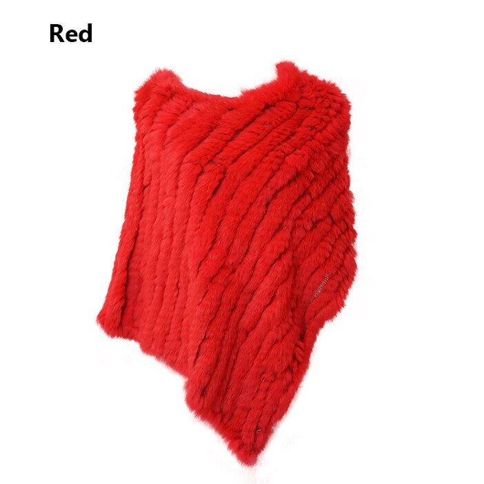 Real Fur Knitted Natural Fur Poncho Vest Fashion Wrap Coat Shawl