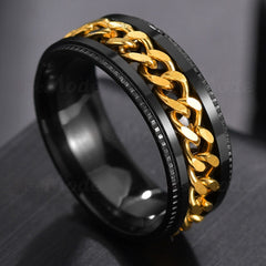 Cool Stainless Steel Rotatable Men Couple Ring High Quality Spinner Chain Rotable