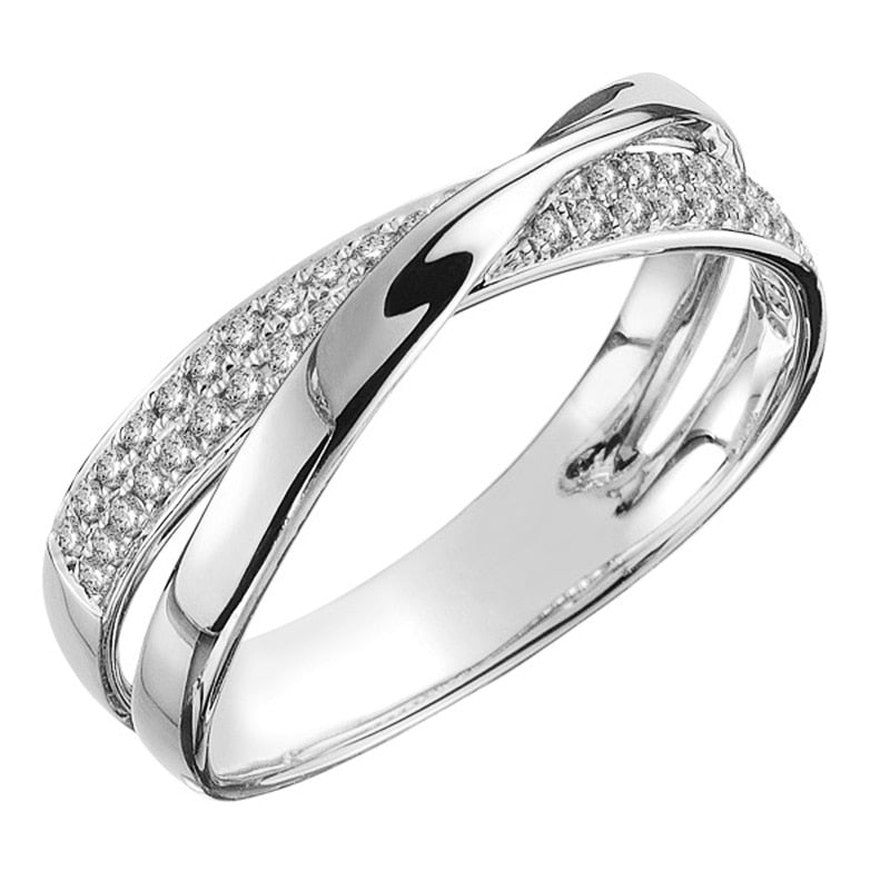 Huitan Fresh Two Tone X Shape Cross Ring for Women Wedding