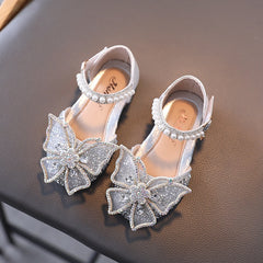Summer Girls Sandals Fashion Sequins Rhinestone Bow Girls Princess Shoes