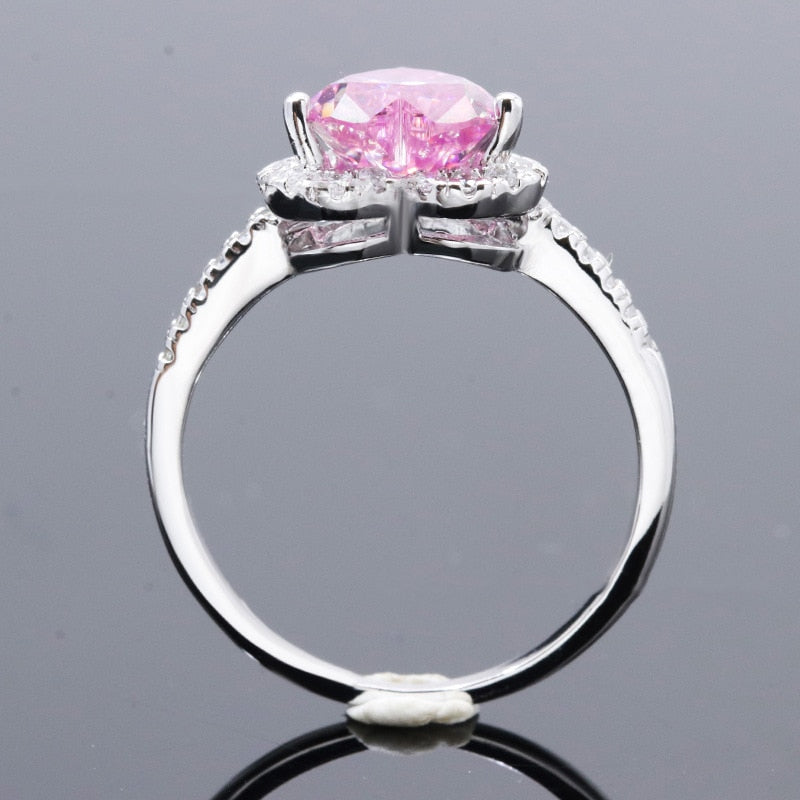 Super Flash 2CT Pink Heart-Shaped Moissanite Ring GRA Certificate Wedding Party