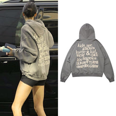 Kanye Oversized Pullover Fleece Hoodies Kendall Jenner Print Sweatshirt