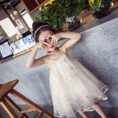 Girls dresses suspender embroidery dress soft yarn dress summer