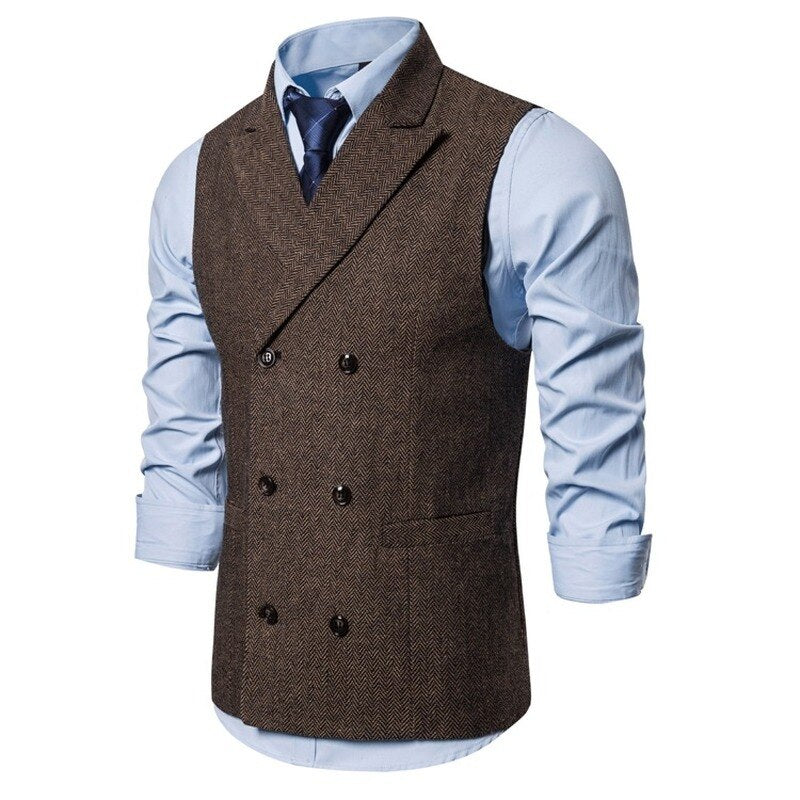 Vest Men Double Breasted Suit Vests Men Mens Sleeveless Suit Vest Waistcoat