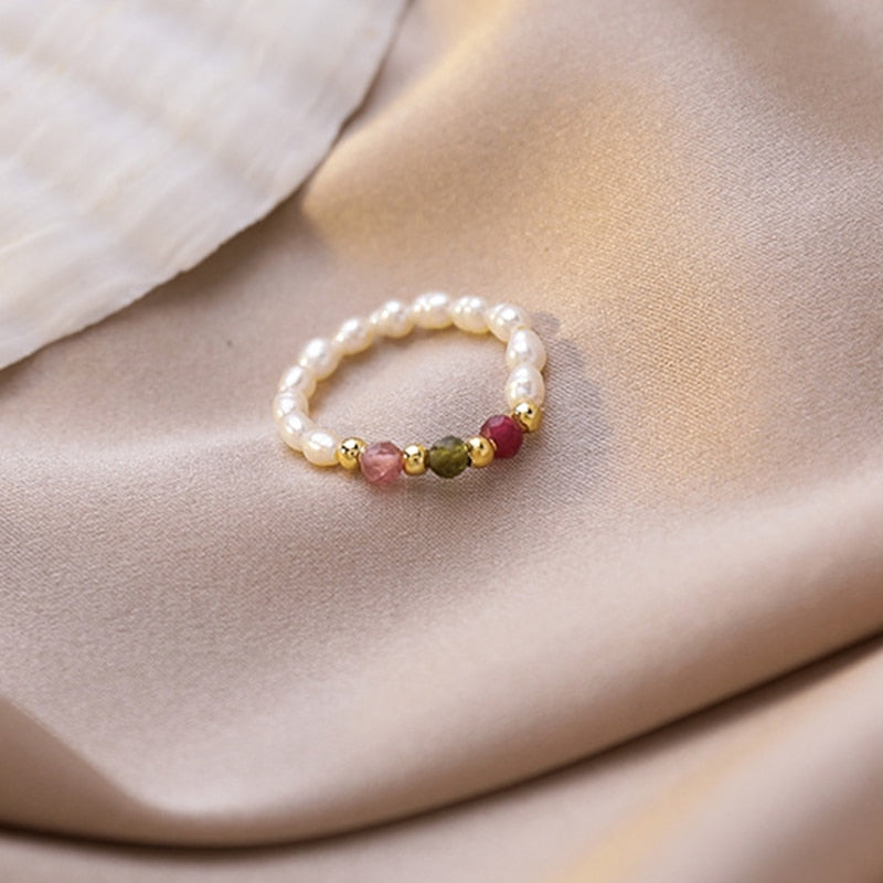 Kpop Cute Multi Beaded Imitation Pearl Colorful Crystal Adjustable Rope