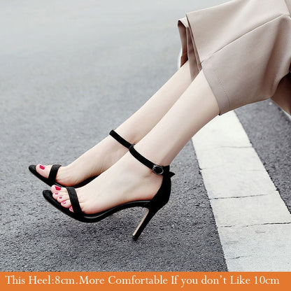 Charming Women Open Toe Ankle Strap Stiletto Heel Dress Sandals Elegant
