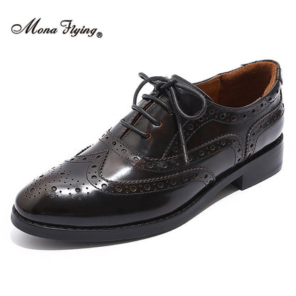 Mona Flying Women Genuine Leather Oxfords Shoes Handmade Leisure