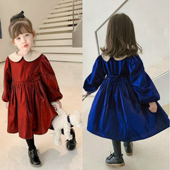 Girls Dress Gold Velvet Party Princess Dresses For Year Autumn Children