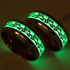 Fashion Luminous Dragon Ring Love Heart Retro Stainless Steel Fluorescent Rings