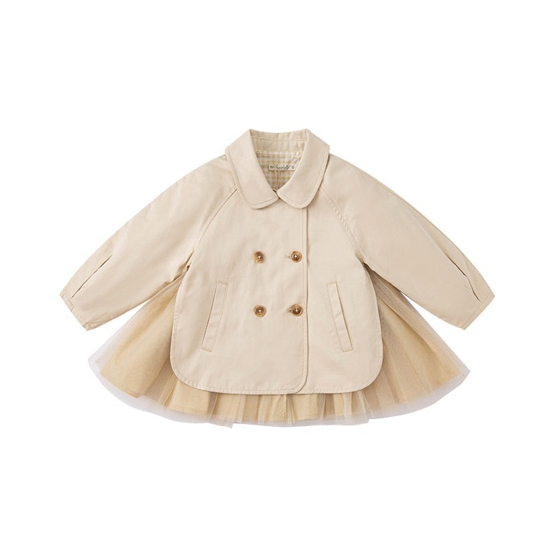 Spring Baby Girls Fashion Solid Pockets Mesh Coat Cute