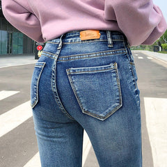 Women Stretch High Waist Classic Retro Jeans Lady