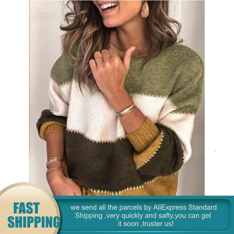 Loose Autumn Winter Striped Sweater Women Pullover Plus Size Womens