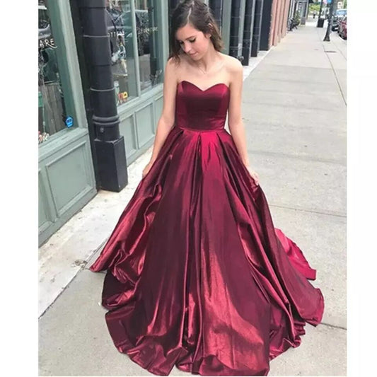 Homecoming Dresses: Burgundy strapless evening prom dresses