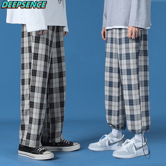 Wide Pants Casual Elastic Leg opening Ankle Length Pants Men