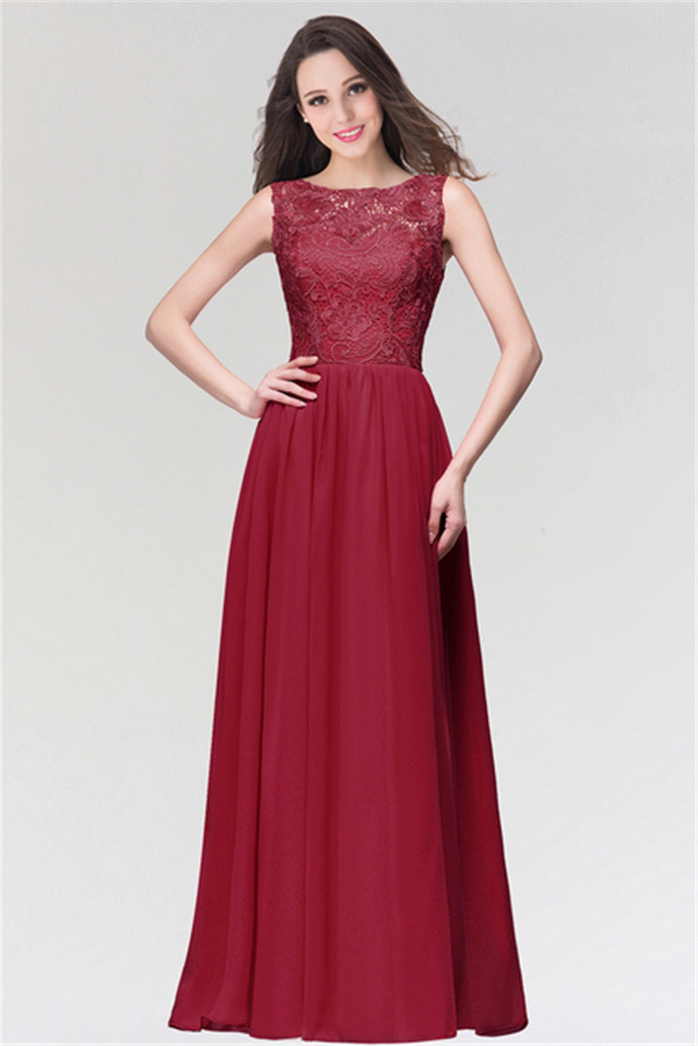 Homecoming Dresses: Chiffon Lace Long Prom Dresses for Women Appliques