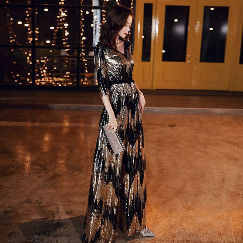 Evening wear Dresses: Long Evening Dress Elegant Zipper Women Party Dresses