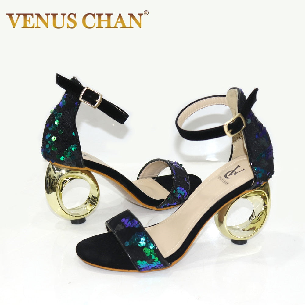 Latest Design African Style Women Shoes Slippers with Metal Trim