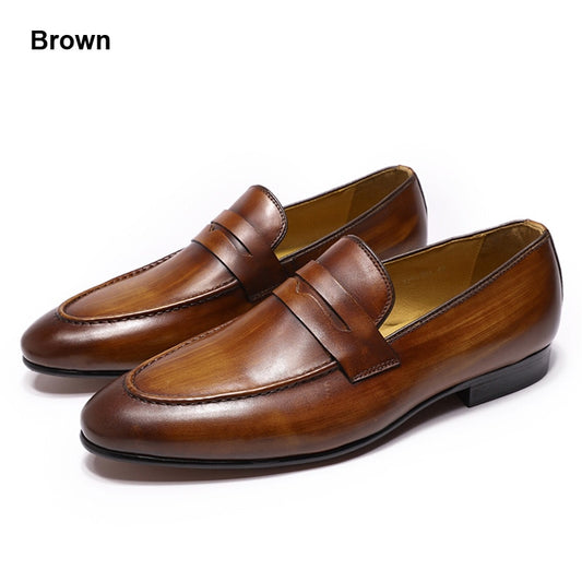 Men Penny Loafers Leather Shoes Genuine Leather Elegant Wedding