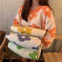 fashion Women Sweaters Winter Women Flower Sweaters over size women pullover