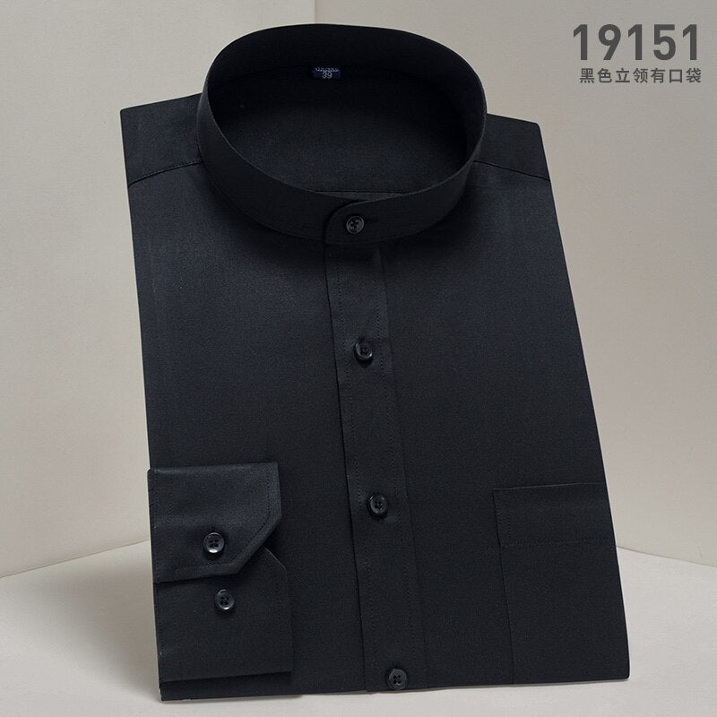 Fashion Stand Collar Long Sleeve Slim Fit soft comfortable men dress shirts