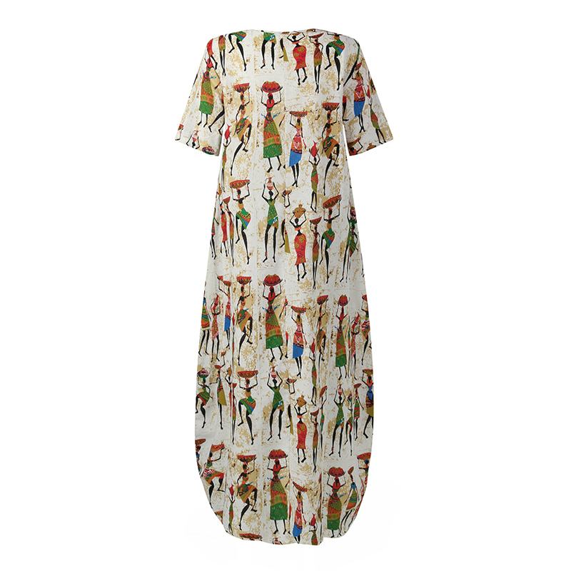 Women Summer Sundress ZANZEA Stylish Cartoon Print Maxi Dress Casual