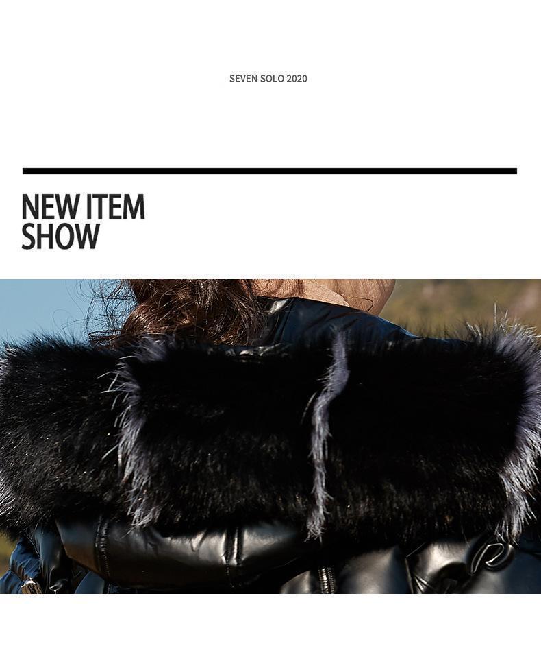 Winter Snowsuit Girls Clothes Down Jacket Waterproof Shiny Big Fur Hooded