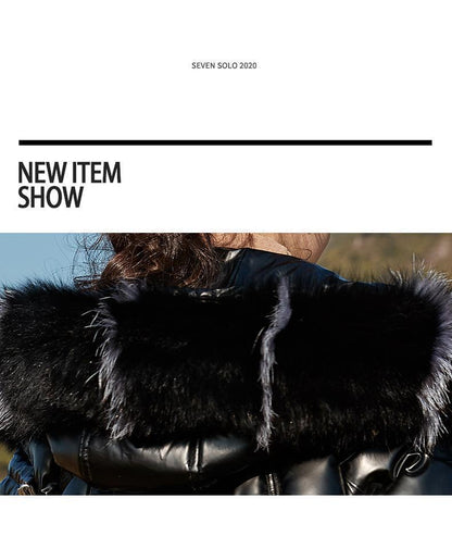 Winter Snowsuit Girls Clothes Down Jacket Waterproof Shiny Big Fur Hooded