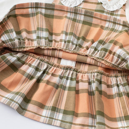 dave bella autumn baby girl fashion plaid draped dress with a small bag party dress kids