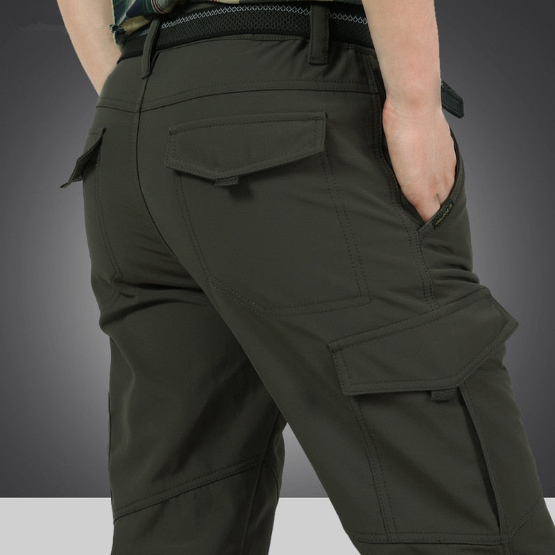 Winter Thick Fleece Warm Stretch Causal Pants Men Military SoftShell Waterproof