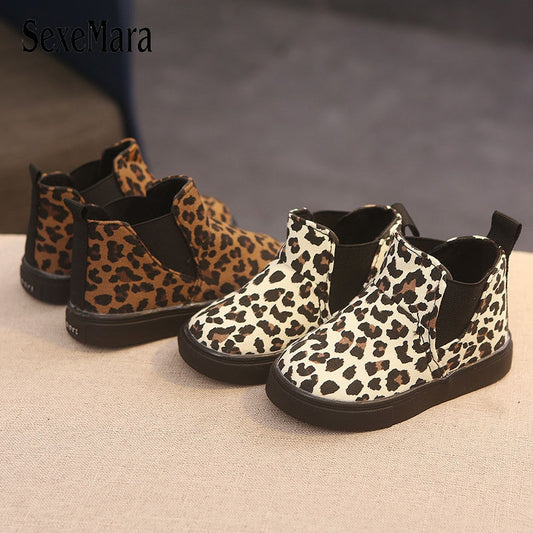 Leopard Children Snow Boots Slip on Toddler Girl Boots Baby Winter Shoes