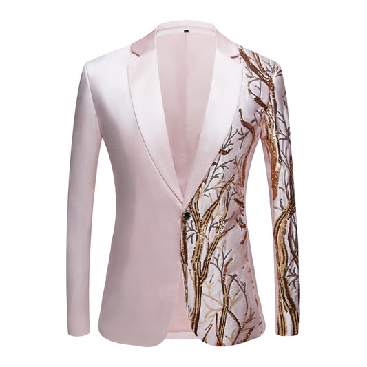 Tuxedo for Mens: Men's black  Sequin Party Blazer Slim Fit Wedding Party Suit Jackets