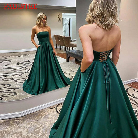 Homecoming Dresses: A-line Prom Dresses Satin Evening Party Gowns