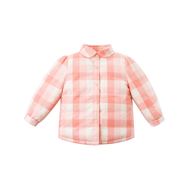 winter baby girls fashion plaid double-wear down coat children