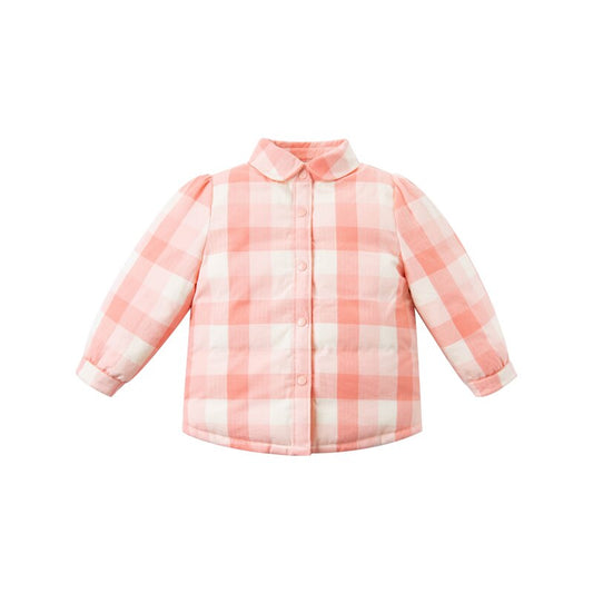 winter baby girls fashion plaid double-wear down coat children