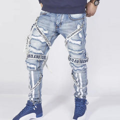 Men jeans summer loose trousers trendy street men collocation design