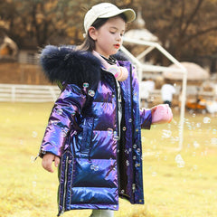 Children down jacket girls mid-length girls middle-aged