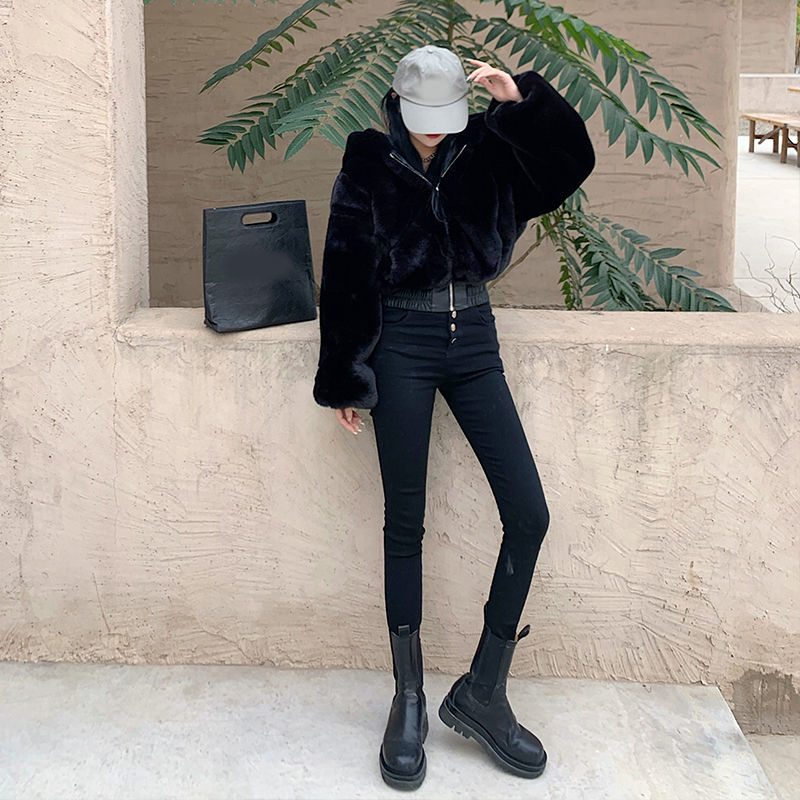 High Quality Furry Cropped Faux Fur Coats and Jackets Women Fluffy Top Coat