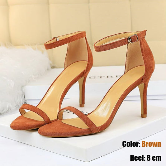 Charming Women Open Toe Ankle Strap Stiletto Heel Dress Sandals Elegant