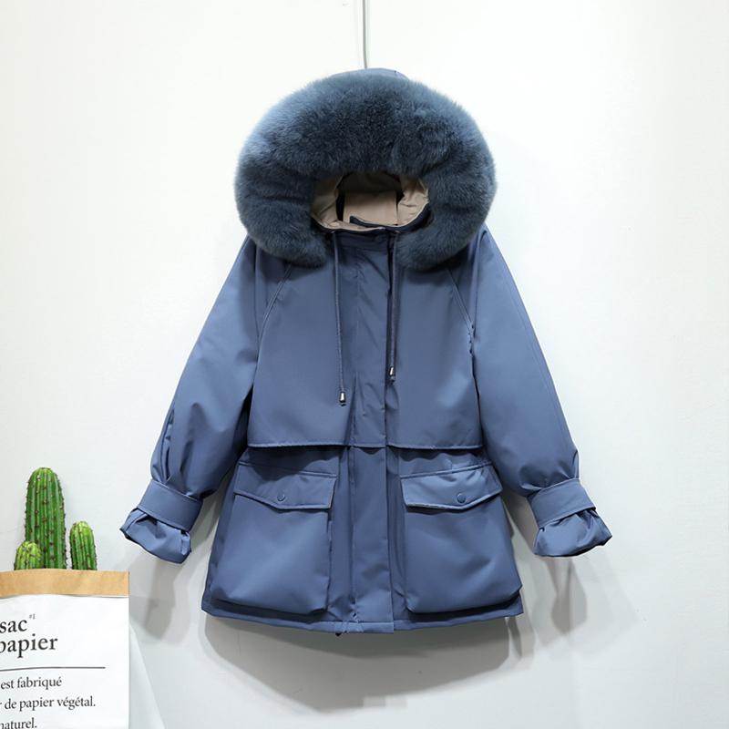 Winter Jacket Women Large Natural Fur White Down Coat