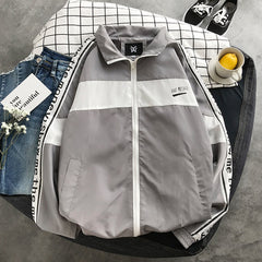 Hip Hop Spring Jackets Men Windbreaker Patchwork Autumn Loose Casual Jacket