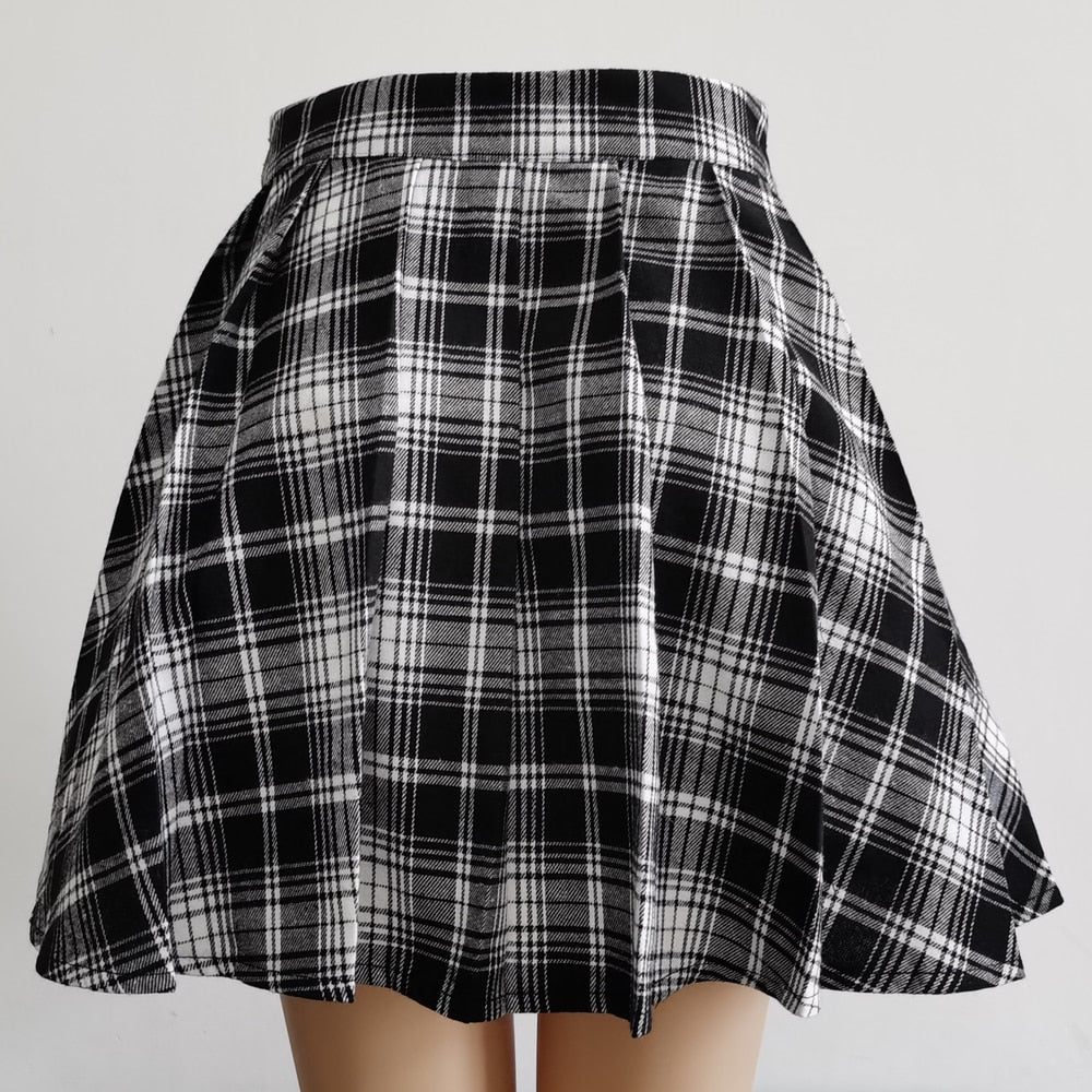 Womens Harajuku Punk Irregular Mini Pleated Skater Skirt Asymmetric Cutout High