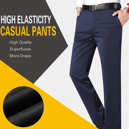 Slim High Stretch Men Casual Pants Summer Classic Solid Color