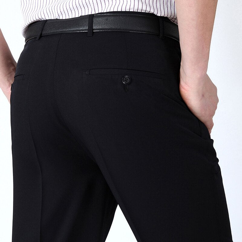 Summer Men Business Thin Silk Pants 29-56 Male Big Size Formal Classic