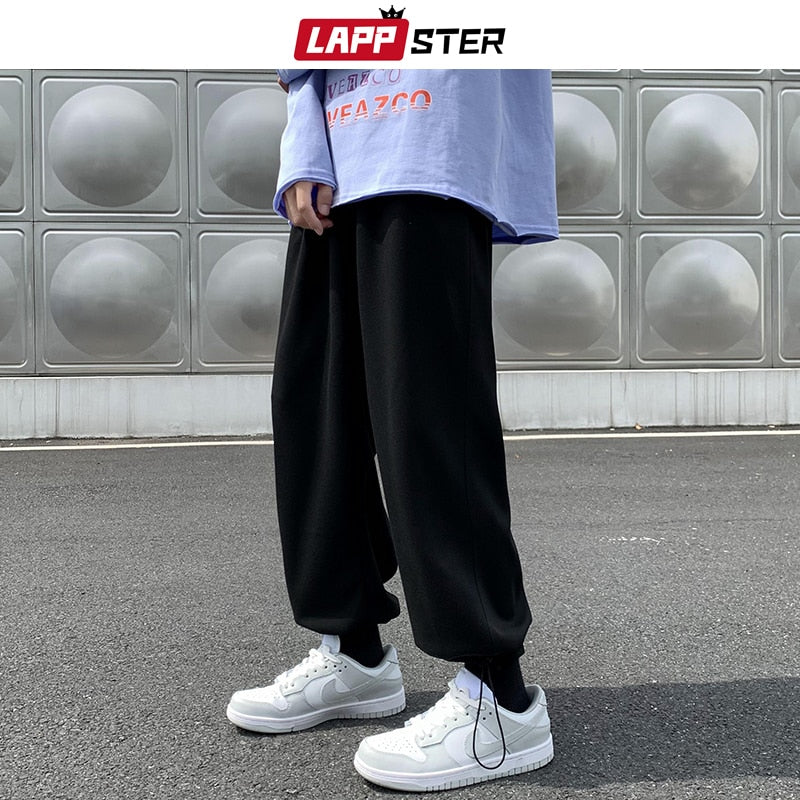 Men Japanese Streetwear Solid Baggy Joggers Pants Man