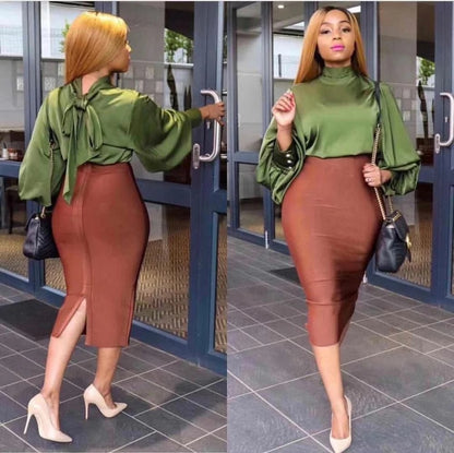 Women Rayon Bandage Skirt Elegant Pencil Skirt Celebrity
