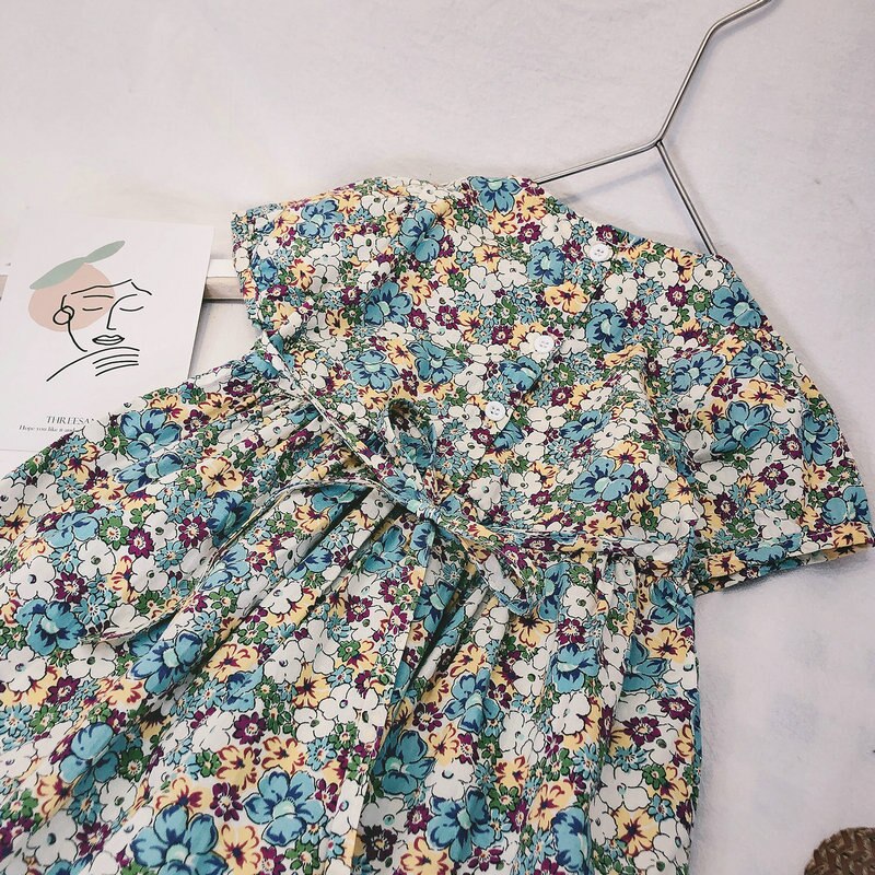 Girls Dress U-Neck Floral Lace Princess Dress Summer Baby Kids