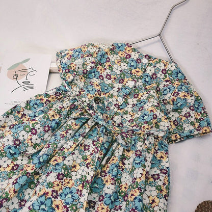 Girls Dress U-Neck Floral Lace Princess Dress Summer Baby Kids