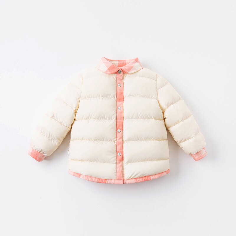 winter baby girls fashion plaid double-wear down coat children